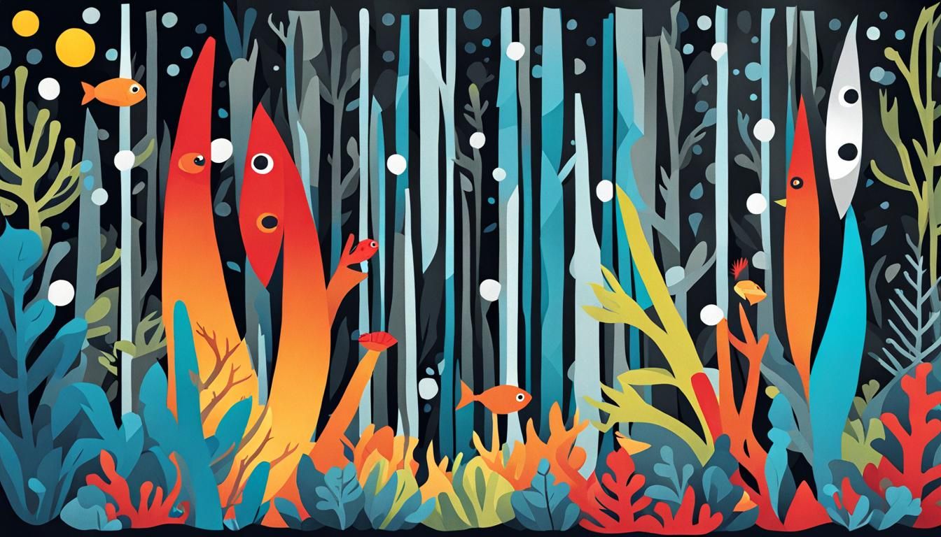 Typography Art: Adorable Icefish in Kelp Forest