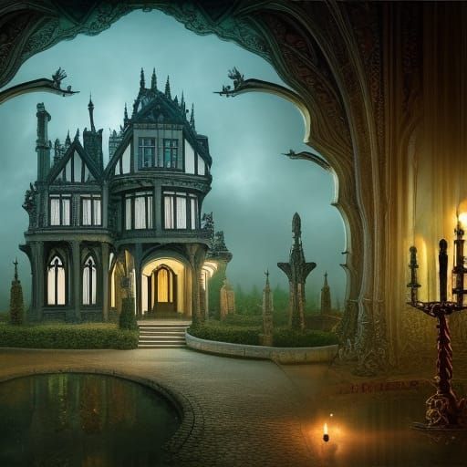 Psychedelic gothic mansion
