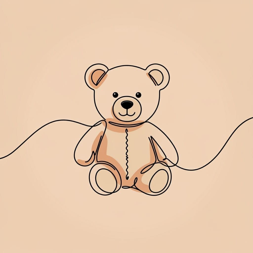 Minimalist Teddy Bear in Smooth Continuous Line Art