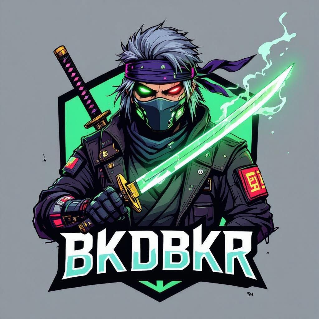 Cyberpunk Samurai Mascot for Twitch Logo