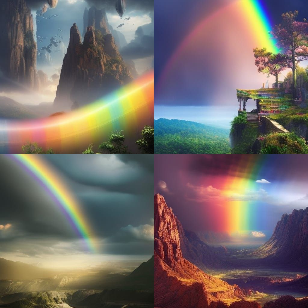 Brilliant Rainbow Sky Digital Matte Painting