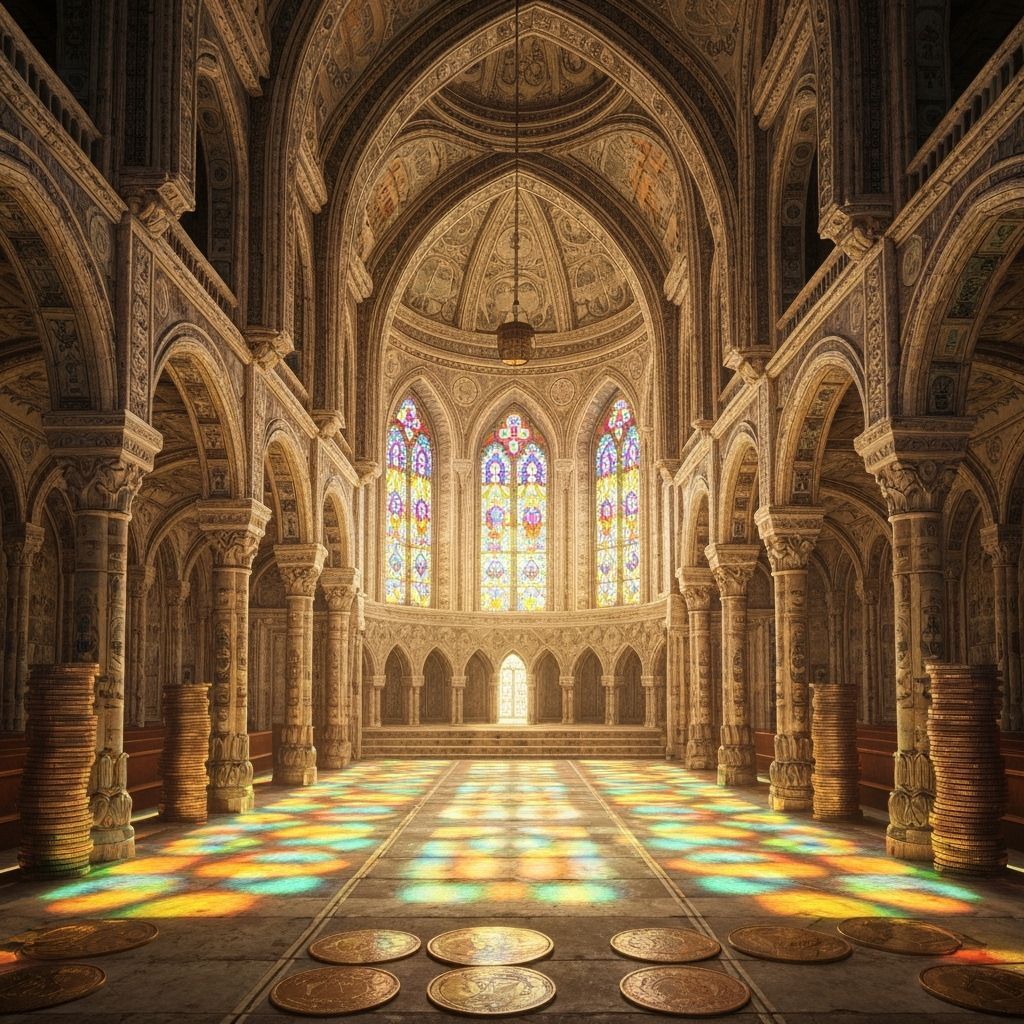 Grand Synagogue Interior Made of Money and Coins