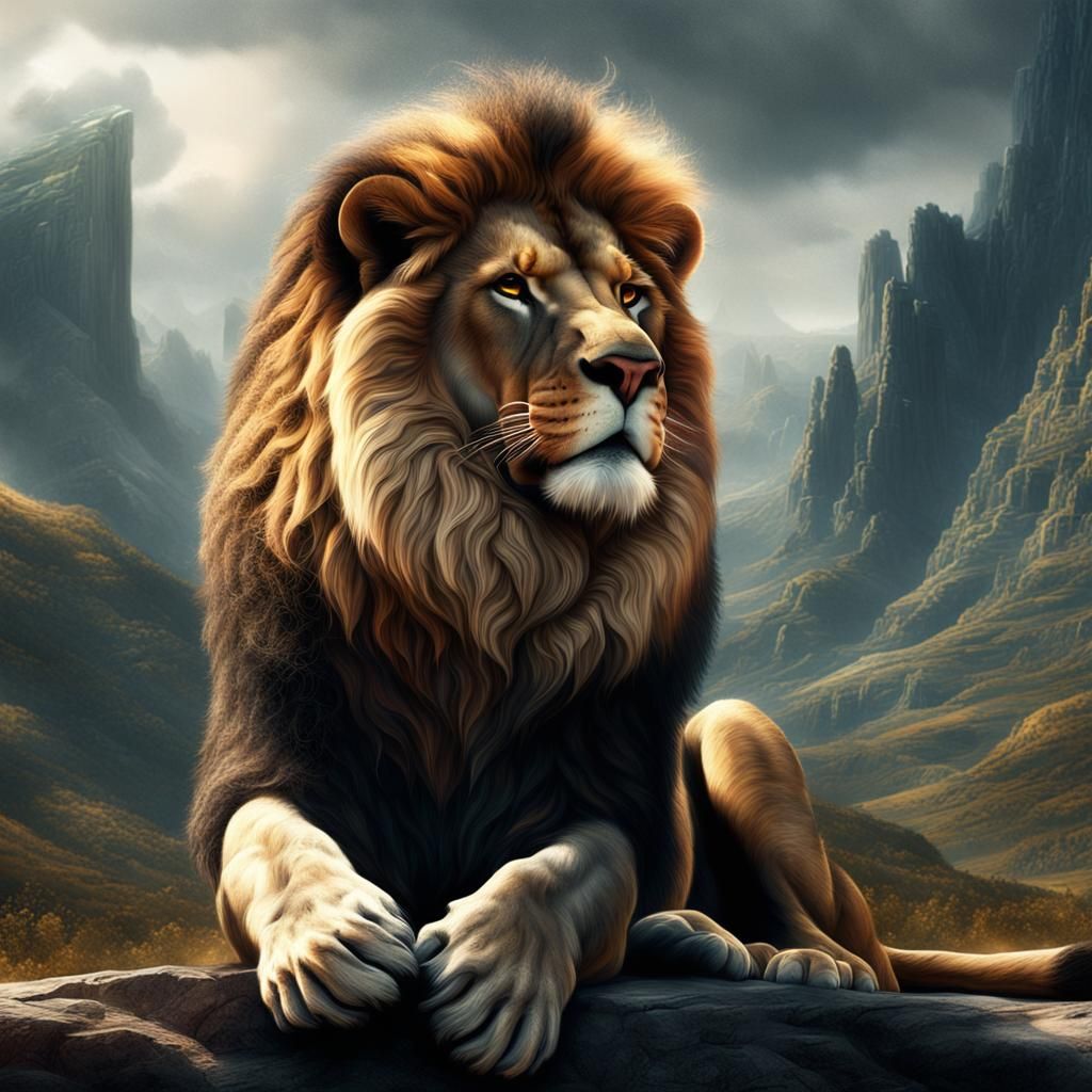 Epic Lion in Detailed Digital Matte Painting