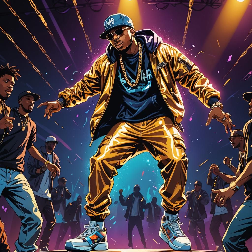 Dynamic Comic Art: Hip Hop Rap Star Performance