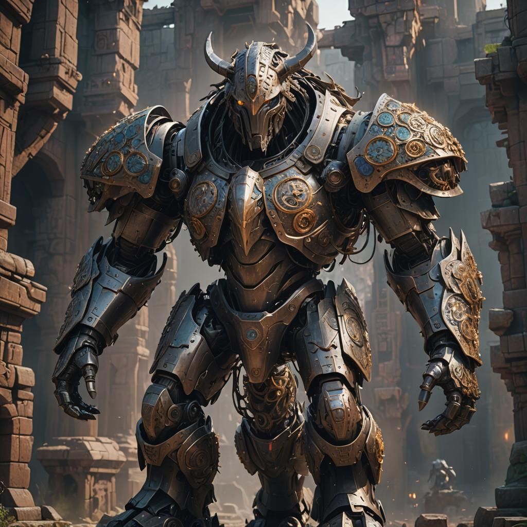 Steel Golem Pegasus with Abstract Symbols