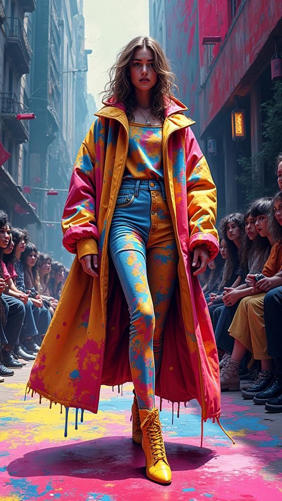 Fashion Show Outfits in Graffiti Street Art Style