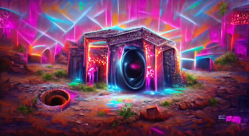 Synthwave Portal to Rave Dance Club: Digital Art