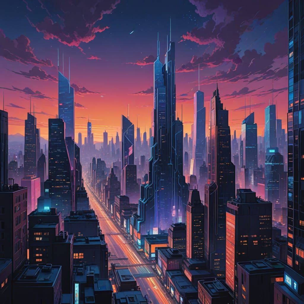 Cyberpunk Cityscape at Night