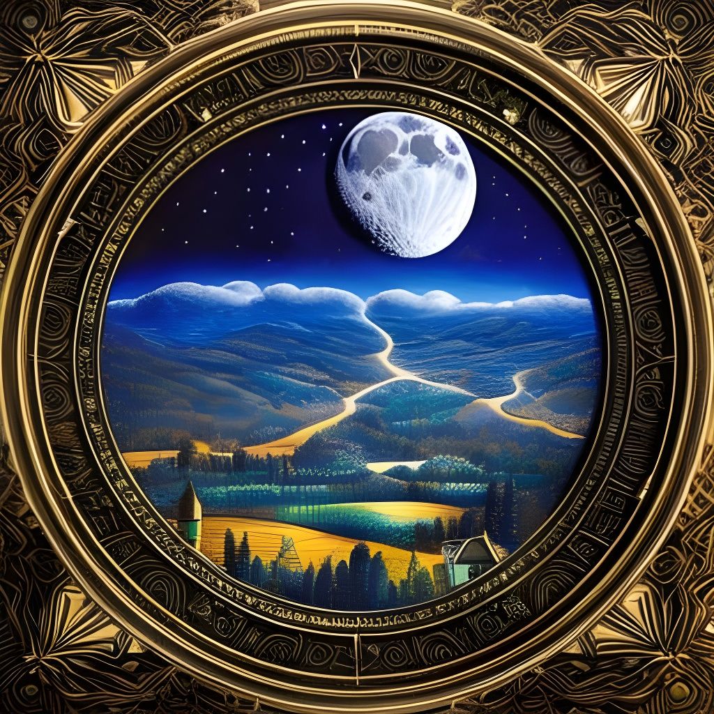 Magic Moon in Engraved Bottle with Fantasy Moonscape
