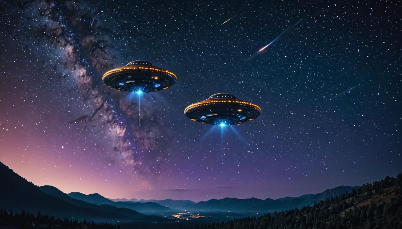 UFOs in Starry Sky: Cinematic Matte Painting