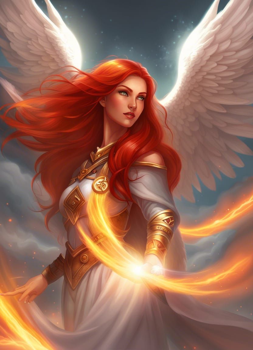 Radiant Redhead: Aasimar Cleric in Hyperrealism Style