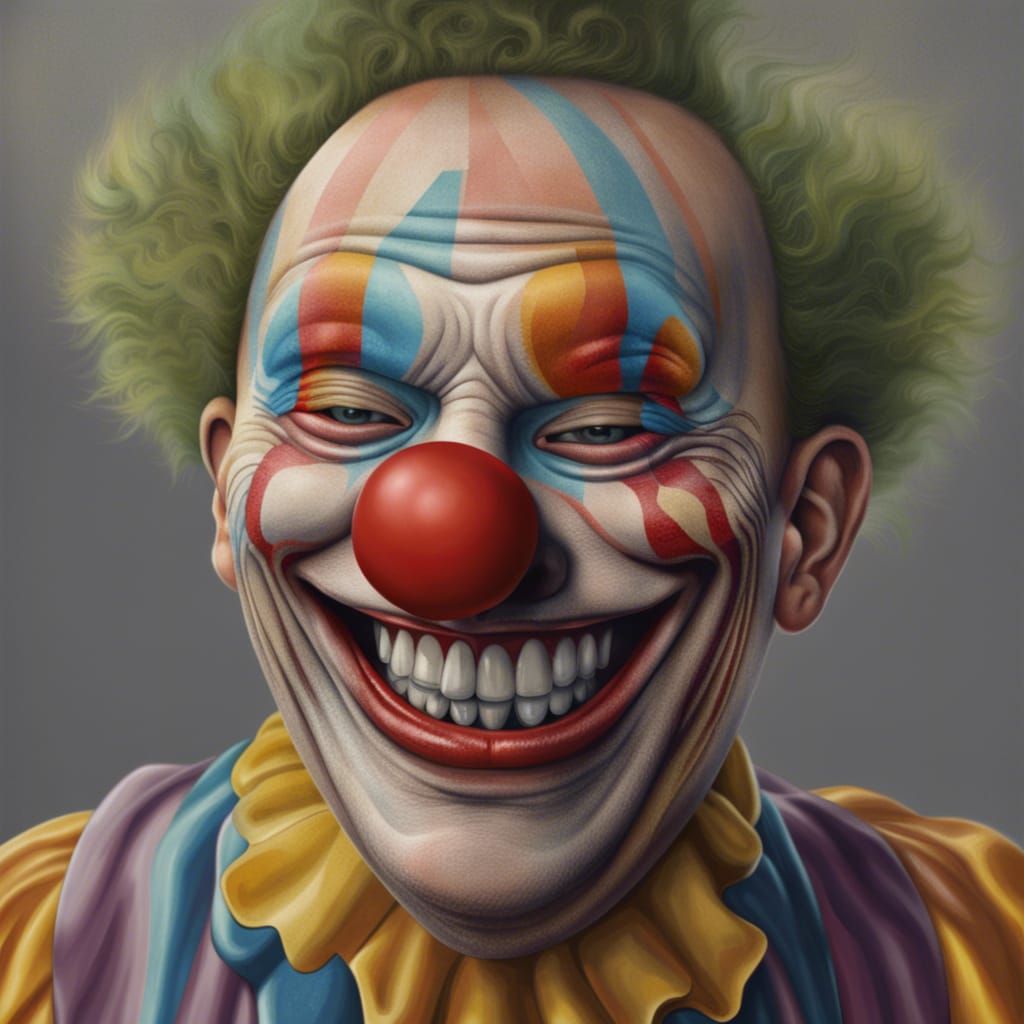 Laughing Clown Man in Hyperrealistic Style