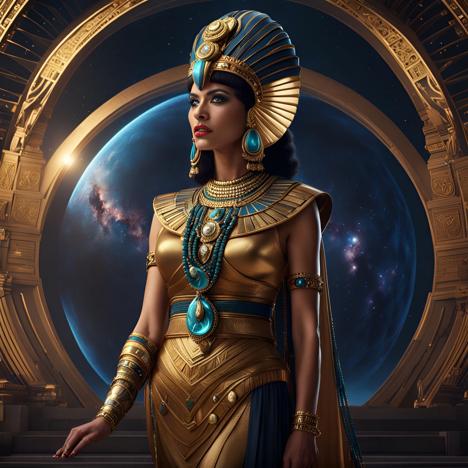 Cleopatra in Space: Detailed Matte Painting