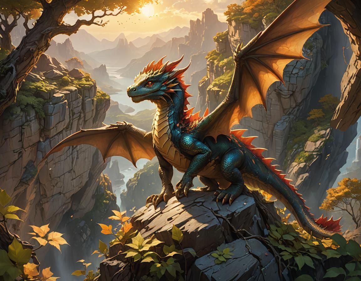 Baby Dragon Learns to Fly: Pixar-Style Concept Art
