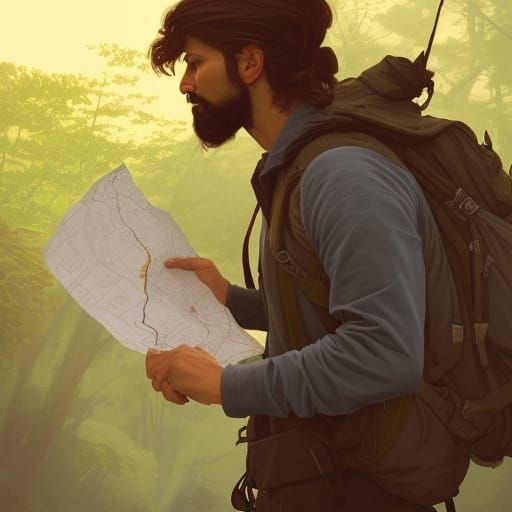 Bearded Explorer Portrait in Hyperdetailed Lighting