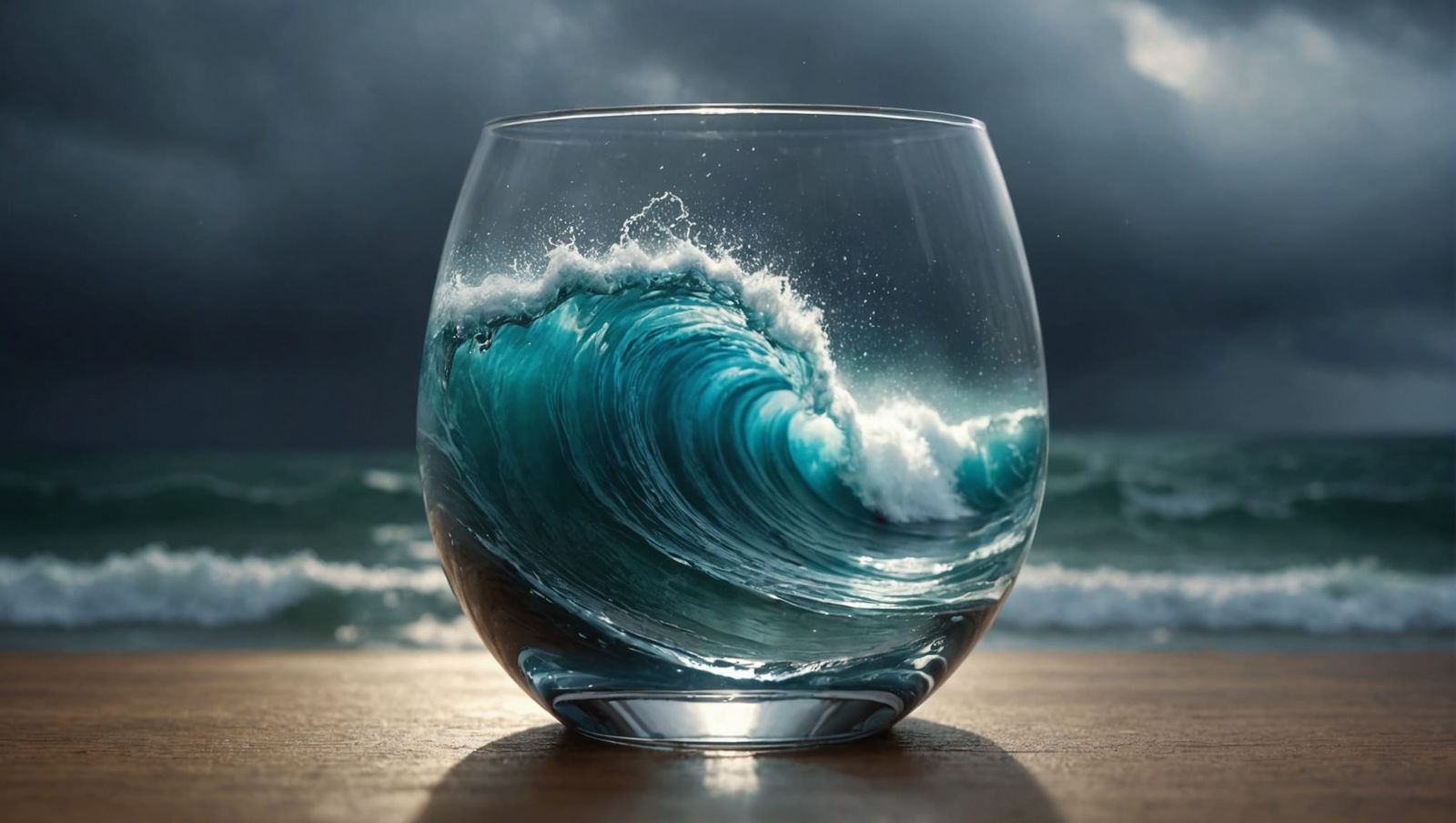 Storm Waves in Glass: Hyperrealistic Concept Art