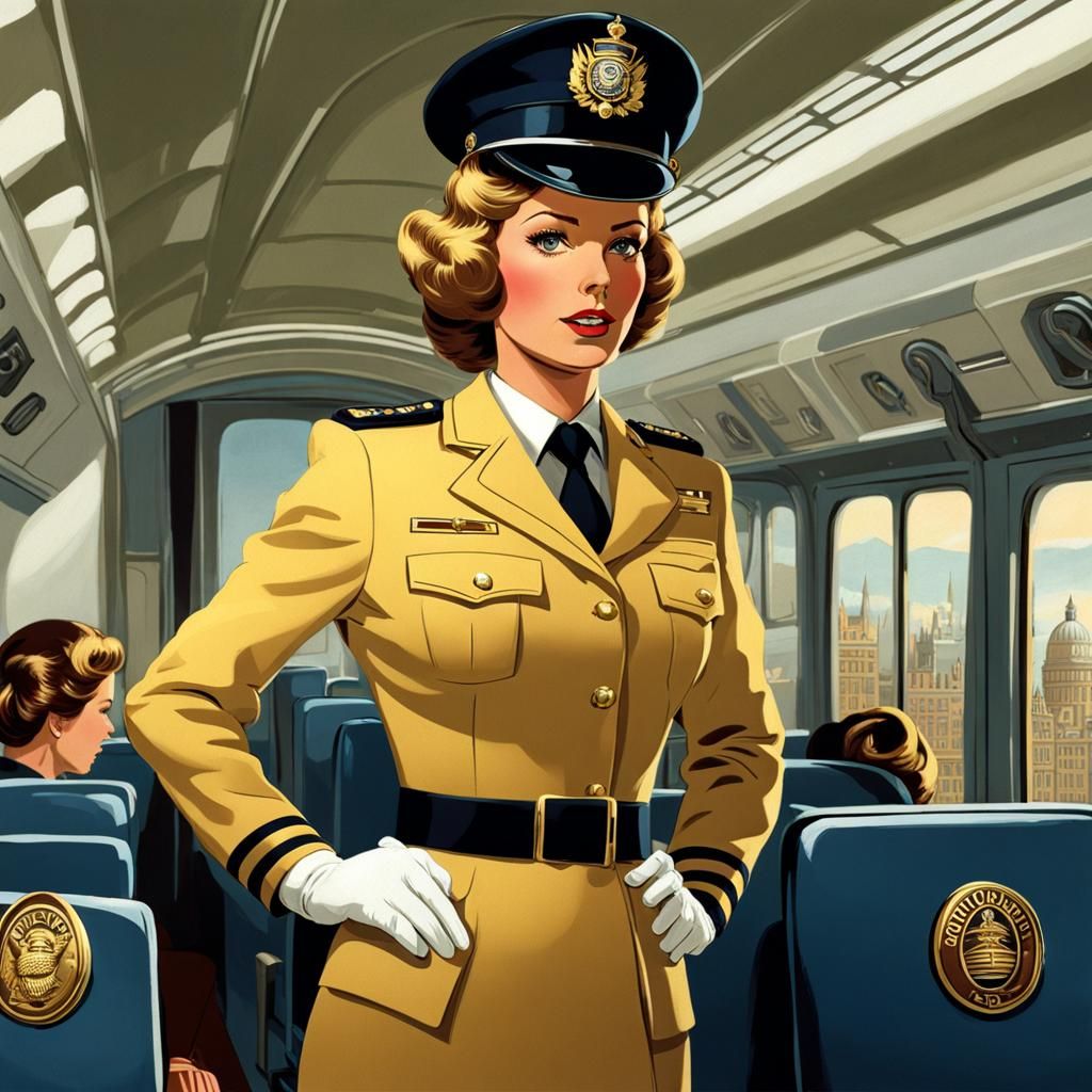 Vintage Patrolwoman with Beehive Hairdo