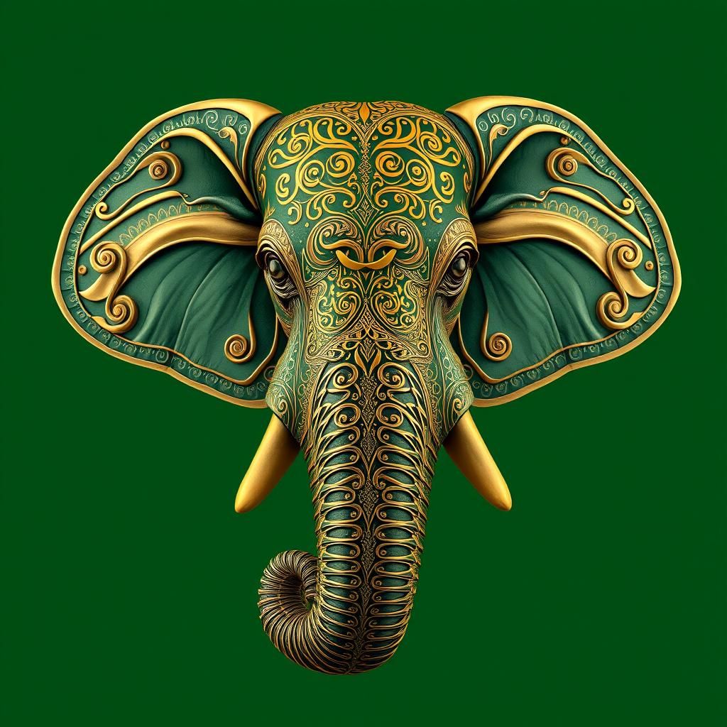 Elephant Head with Celtic Art Nouveau Design