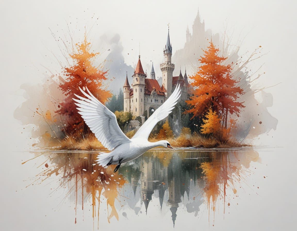 Enchanting Fairytale Castle Above Misty Bavarian Lake