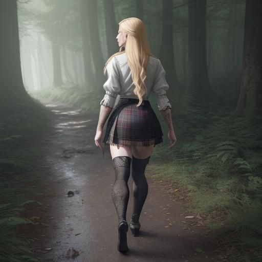 Woman on Forest Path in Fantasy Concept Art