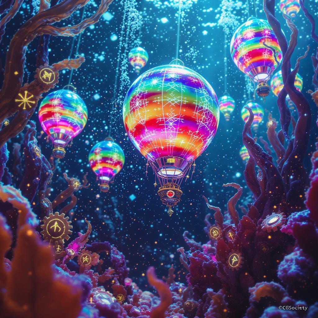 Bioluminescent Balloons in Deep-Sea Cosmic Forest