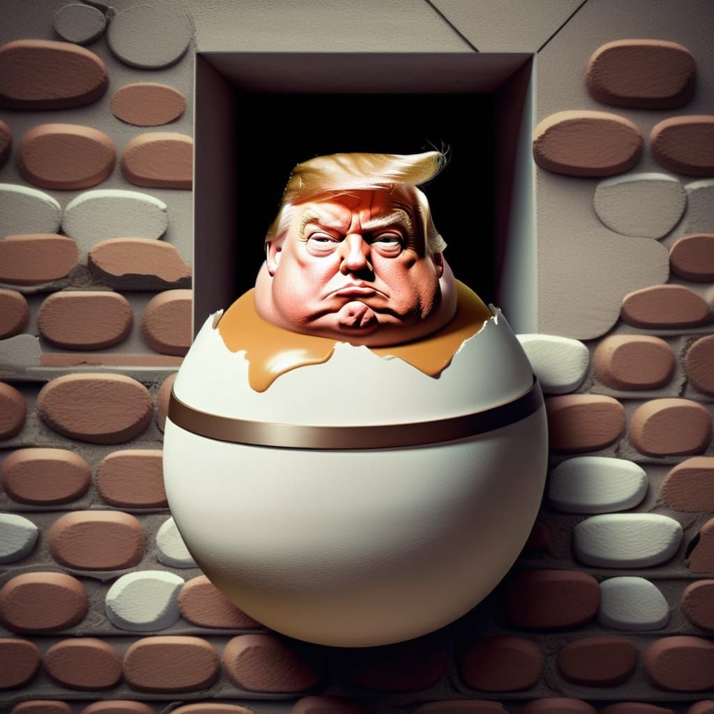 Unhappy Egg Baby Troglodyte on a Wall