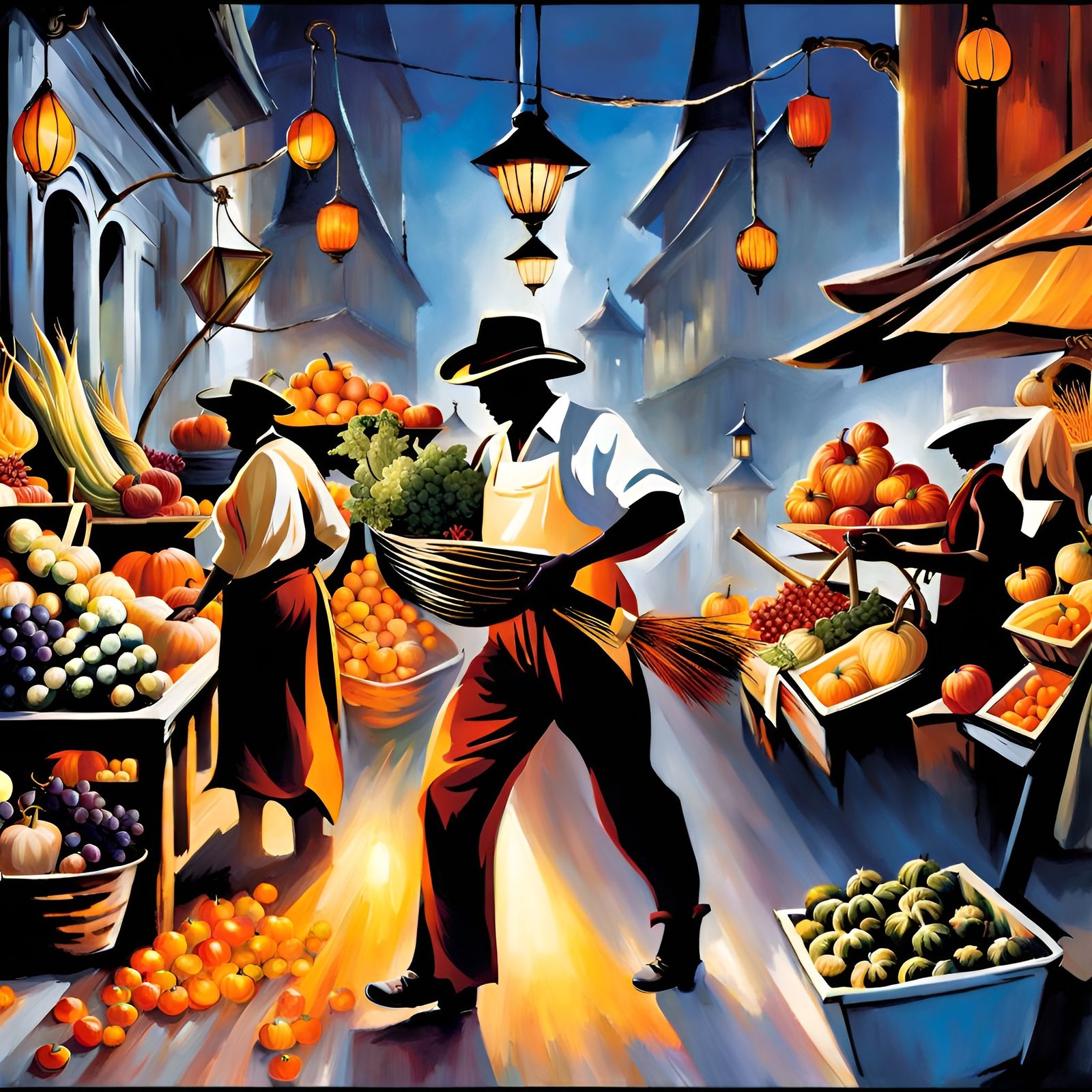 Enchanting Farmer Market: Fantasy Illustration