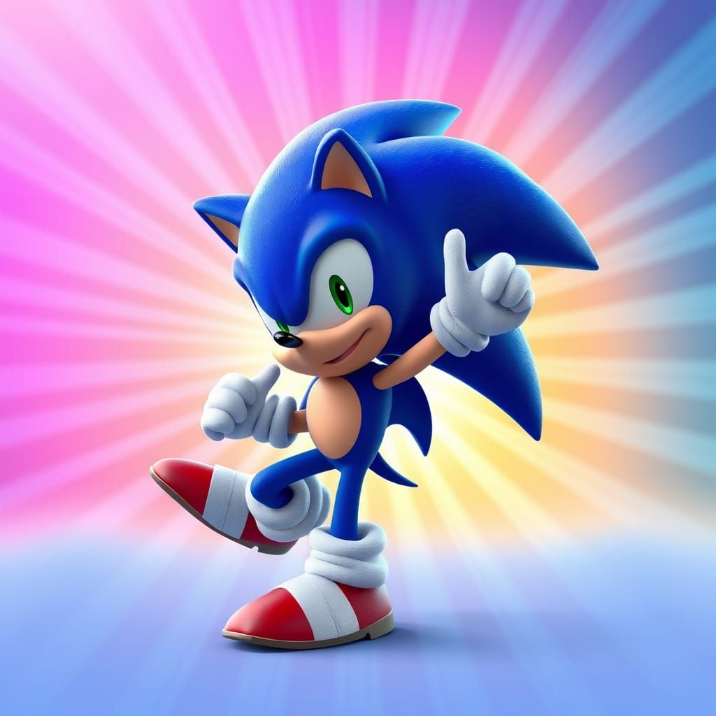 Sonic the Hedgehog in Vibrant 3D Digital Art