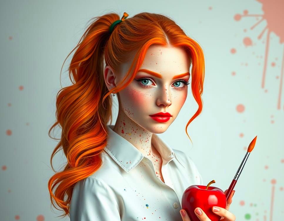 Glossy Swedish Albino Redhead Supermodel Schoolteacher in Ar...