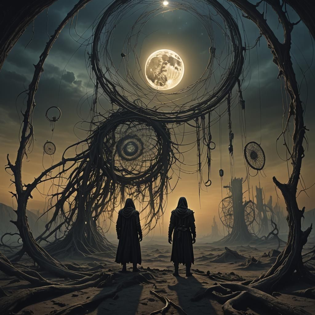 Dreamweaver in Eerie Landscape: Digital Matte Painting