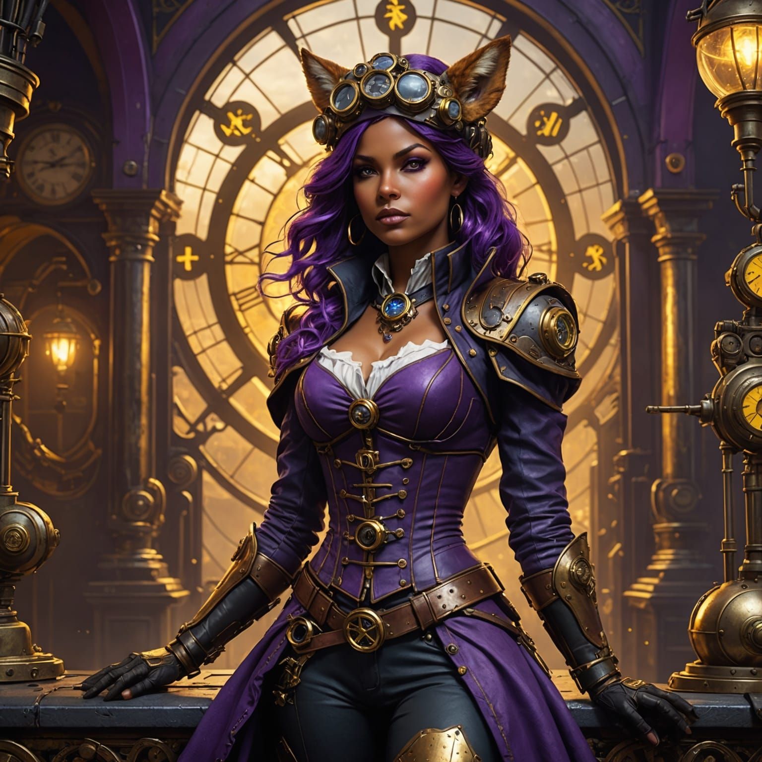 Steampunk Vixen in Dark Fantasy Concept Art