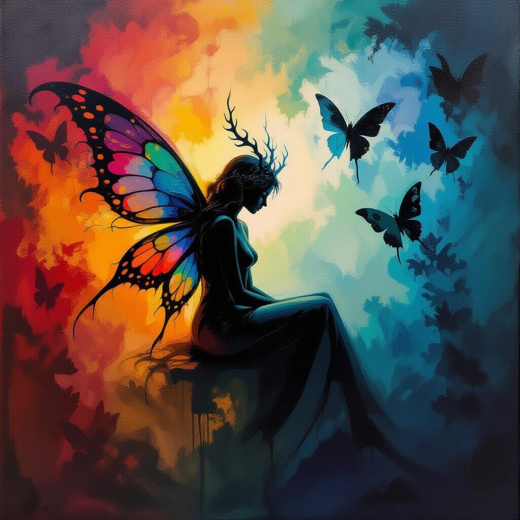 Nightmare Fairy Dreamscape: Oil Painting