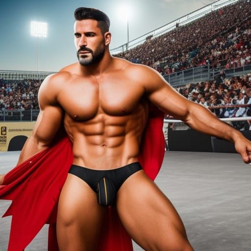 Muscular Matador in Bullring: Detailed Manga Illustration