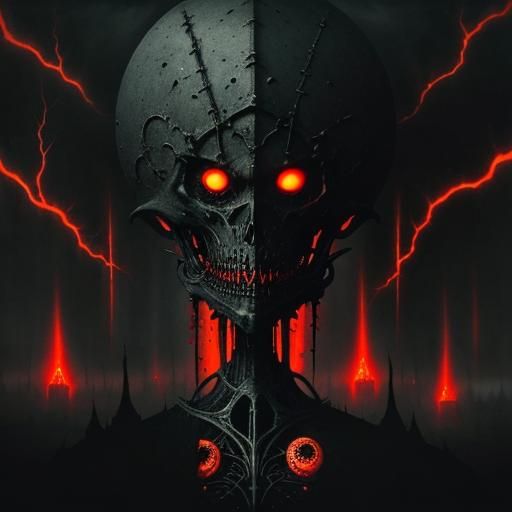 Macabre Black Cat Devouring Soul in Dark Surrealism