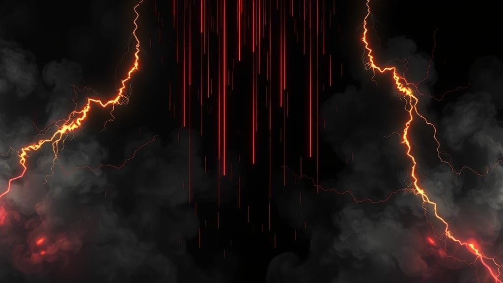 Glitching Void: Intense Digital Distortion in Black and Red