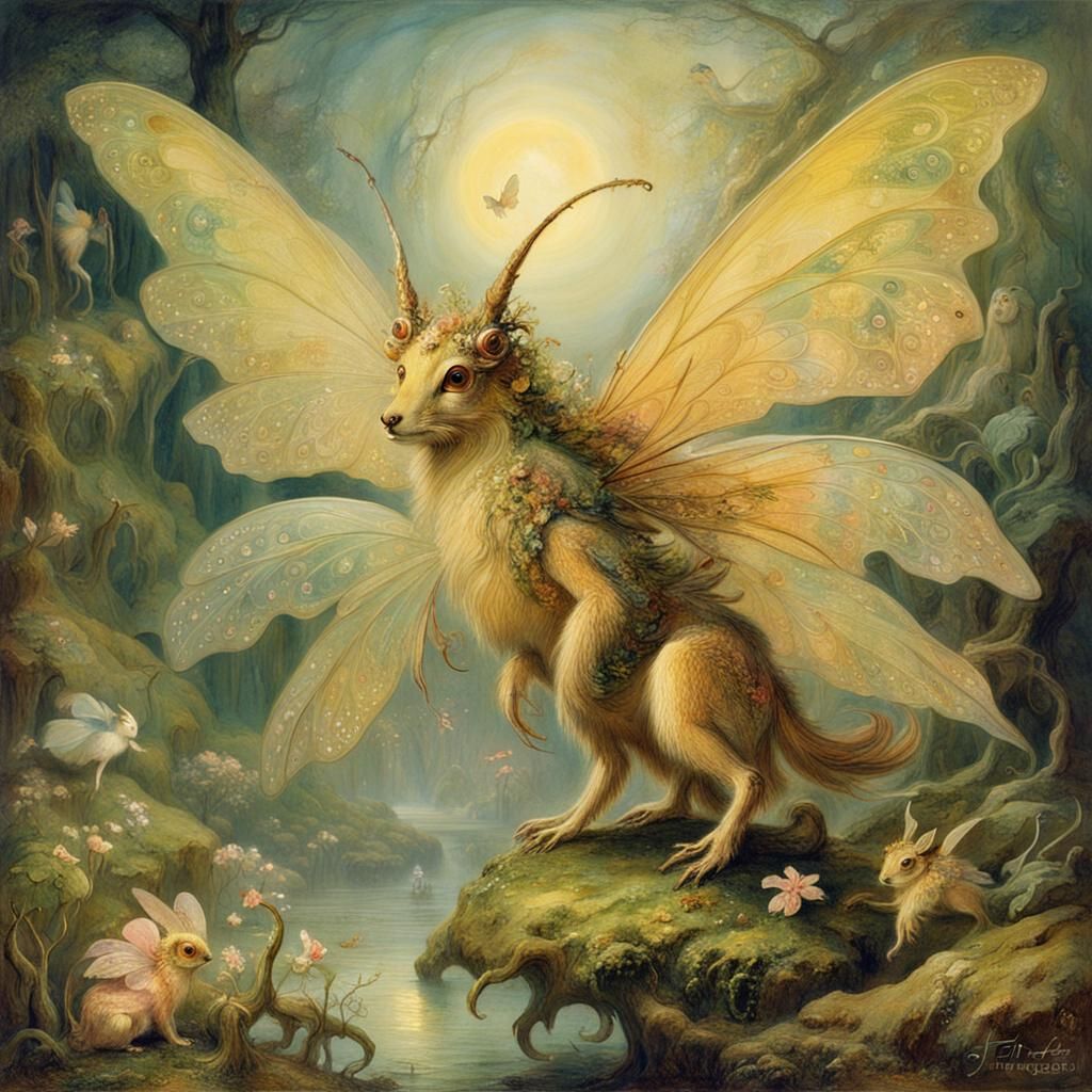 Ethereal Winged Fairy Creature in Victorian Style