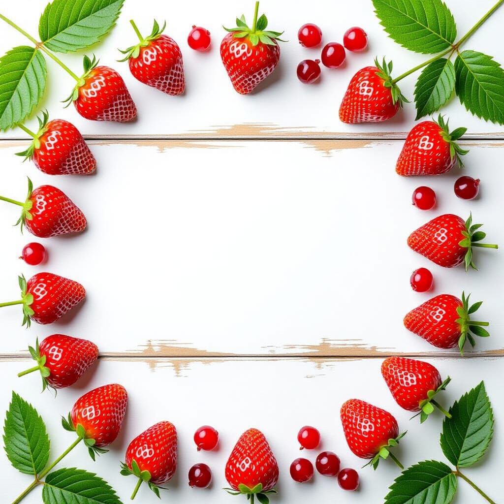 Still Life: Ripe Strawberries and Raspberries on White Wood ...