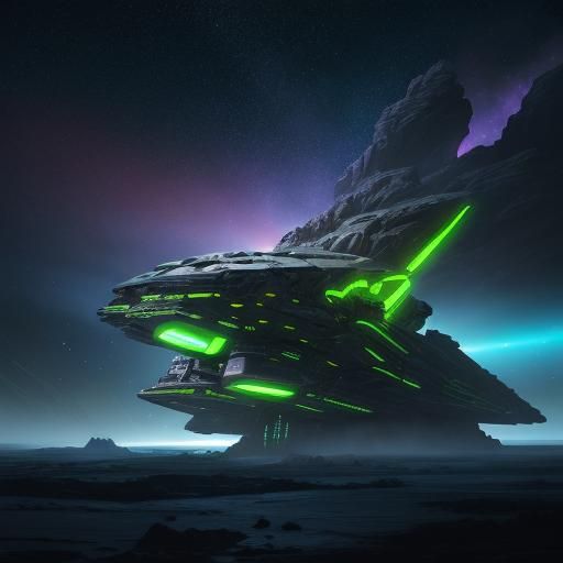 Futuristic Spaceship Toy Navigates Asteroid Field