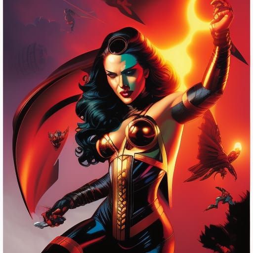 Sinister Pinup Girl in Comic Book Pop Art