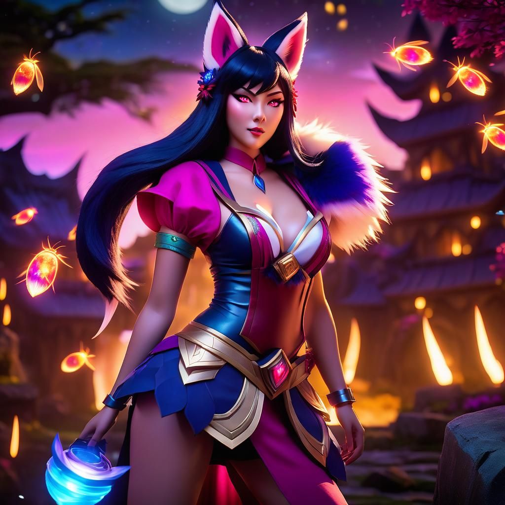 Ahri in Enchanted Highlands: Digital Action Painting