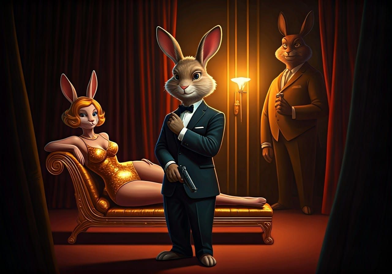 James Bond Rabbit in Goldfinger Style