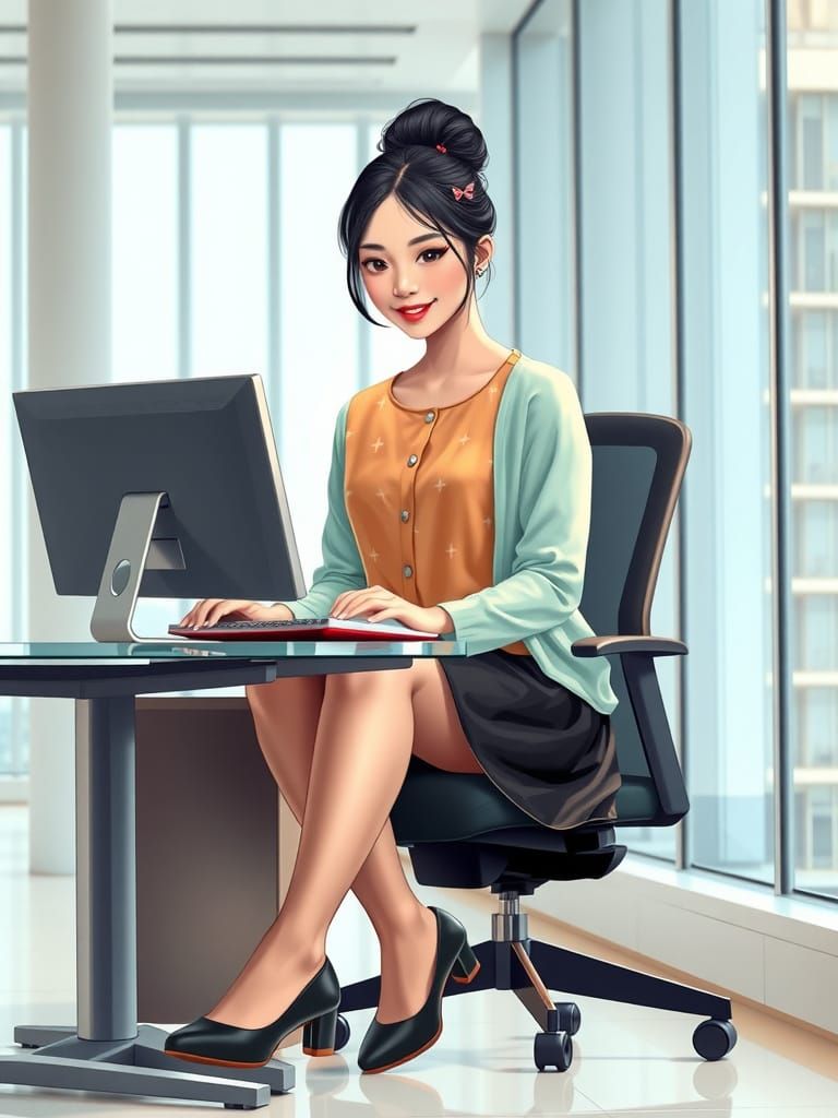 Asian Software Developer in Modern IT Office