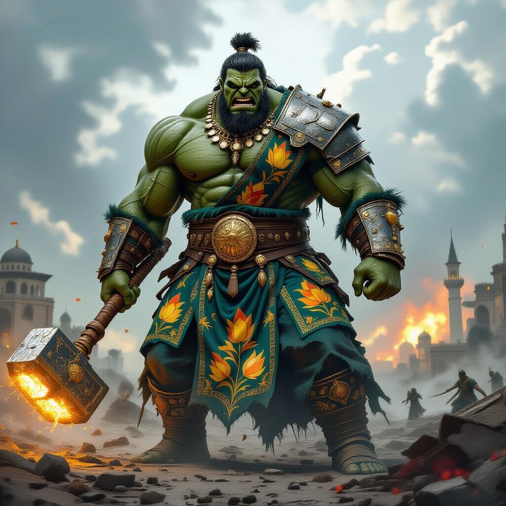 Ottoman Hulk: Colossal Warrior in Hyper-Realistic Detail