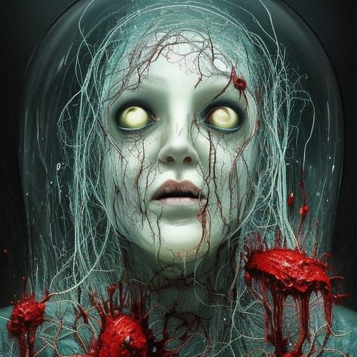 Disturbing Glass Shard Horror Artwork