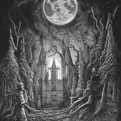 Monsters' Graveyard Dance: A Gothic Horror Illustration