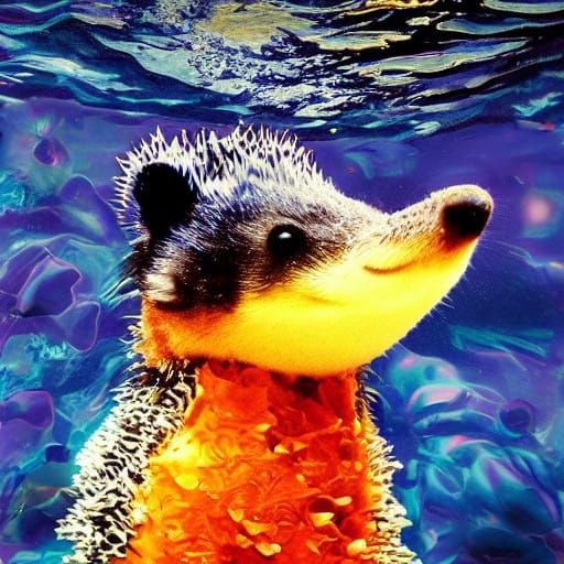 Underwater Hedgehog in Vibrant Ocean Scene