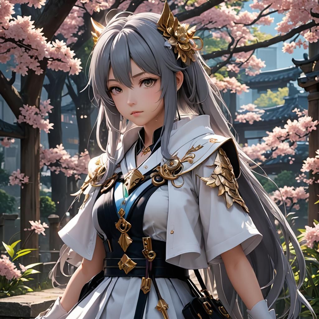 Detailed 3D Anime Art of a Long-Haired Girl