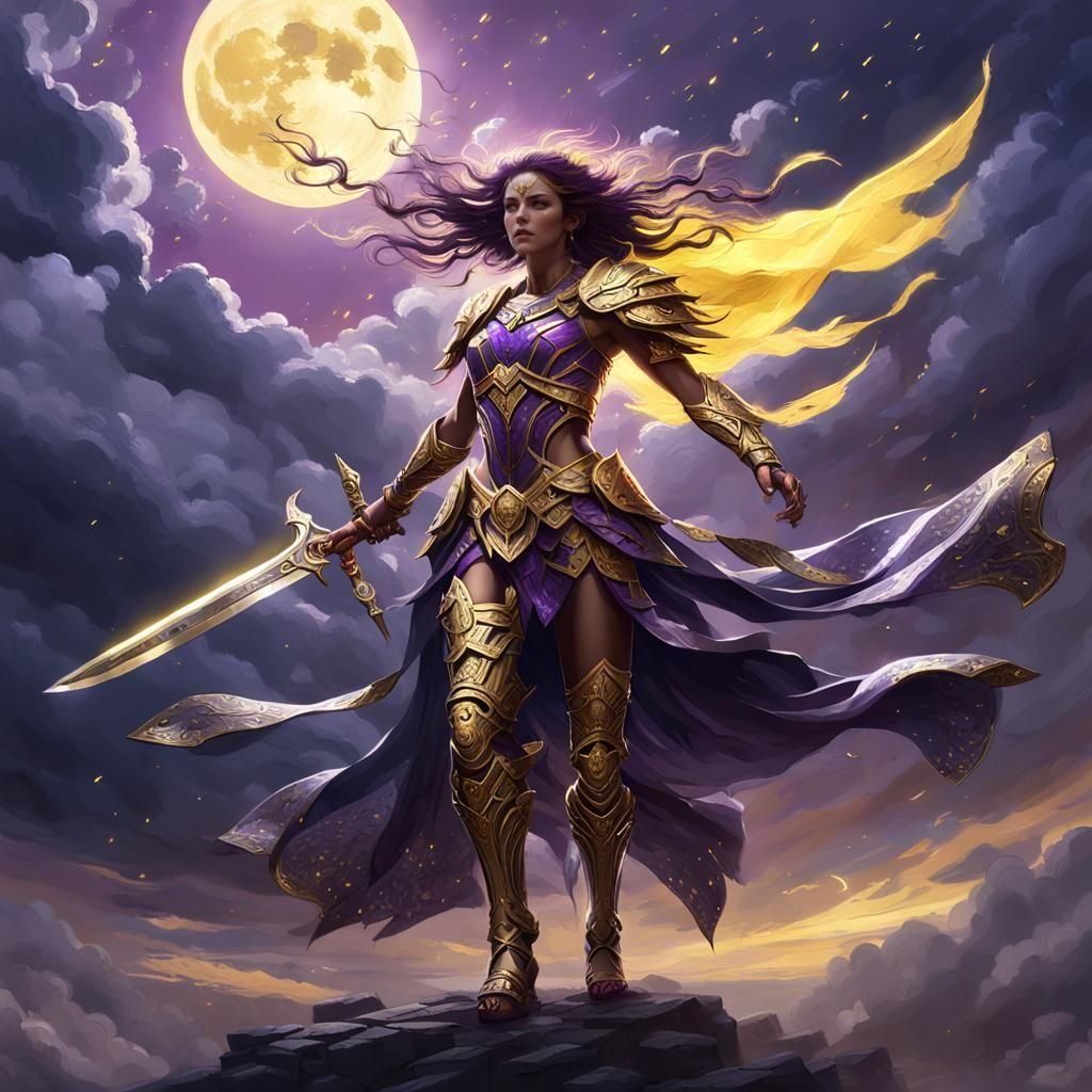 Warrior Goddess Ascends in Dark Fantasy Style