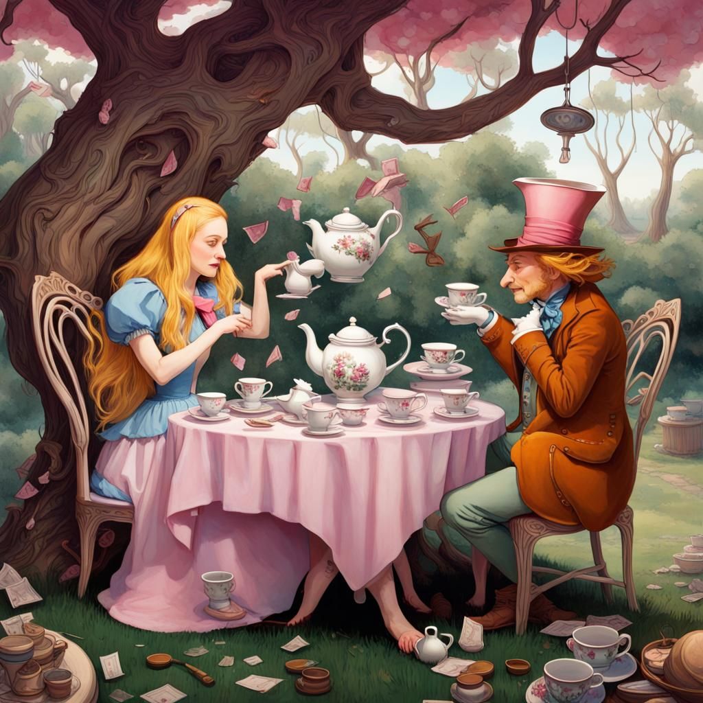 Alice in Wonderland Tea Party in Art Nouveau Style