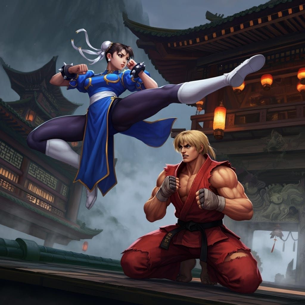 Chun-Li Battles Ken in Epic Martial Arts Showdown